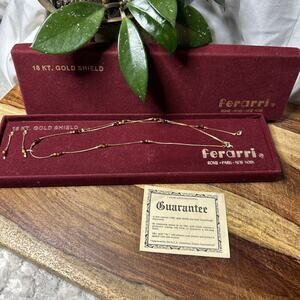 18kt Gold Shield Necklace and Earring Set Vintage Ferrari Collection with Box